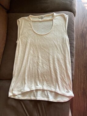 Calvin Klein Jeans Cream Ribbed Sleeveless Tank